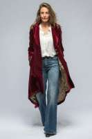 Evora Velvet Coat W Embroidery In Wine - 38 (US 46).jpeg