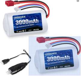 Screenshot 2025-08-26 at 03-52-01 Amazon.com URGENEX 11.1V 3000mAh Li-ion Battery for R608 Brushless RC Boat 15C 3000mAh High Capacity RC Battery with Dean-Style T Plug 33.3Wh 3S Fit for DEERC 2104 210E 200E High Speed RC Boats 2PCS Toys Games.png