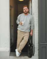 ☕️Slow morning, how bout you#coffee #ootd #grwm #pleatedpants #sweaters #ginger #fall #coffeeshop #casual #mensbasics #uniqlo #totebag #mensfallfashion #mensstyle #redhead #beard #tattoos #bigguy #2xl.jpg