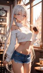 pixai-1886324850254415585-At Golden Hour In A Cafe.png