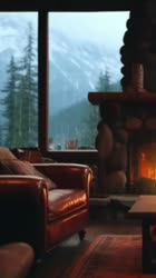 УЮТНАЯ хижина в лесу и КАМИН ДОЖДЬ и ГРОМ для РЕЛАКСА и ГЛУБОКО СНА.mp4