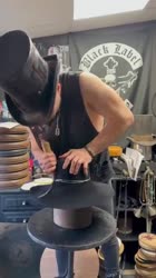 Custom-made Fedora Hat in distressed black tone.mp4