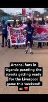 Arsenal fans in Uganda parading the streets getting ready for the Liverpool game this weekend!🇺🇬❤️.mp4