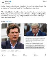Screenshot 2025-06-15 at 13-23-59 AF Post on X Tucker Carlson called Trump “complicit” in Israel’s attack and urged the president to “drop Israel” and “let them fight their own wars.” “The United States should not at any level par[...].png