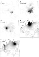 Contourmapsofsub-haplogroupsofY-chromosomeHaplogroupN.png
