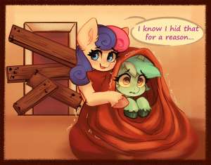 3651867safeartist-colon-polnocnykotbon+bonlyra+heartstringssweetie+dropsearth+ponyponyunicorncomic-colon-unicorn+movieg4blanket+burritoboarded+door.jpg