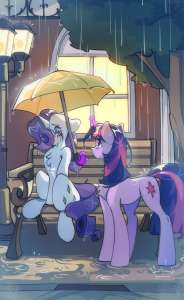 3605002safeartist-colon-pledusraritytwilight+sparkleponyunicorng4benchchest+fluffcomfortingcryingduofemalehornmagicmakeupmarepark+benchrain.jpg
