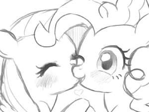 393569safepinkie+piefluttershyshippingmonochromeblushingcutelesbianlove+heartkissing.png