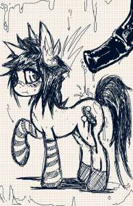 3642610explicitartist-colon-miraponyococ+onlyponyunicornbandageblushingclothesfemalefemale+ocgenitalsgraph+paperhornhorsecocklegwearmalemonoc.jpg