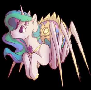 1447320safeartist-colon-ebonytailsprincess+celestiadridermonster+ponyoriginal+speciesspiderspiderponyg4femalelooking+at+somethinglooking+awaymulti.png