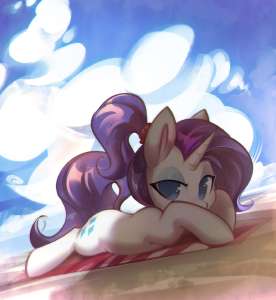 2162214safeartist-colon-mirroredseararityponyunicornalternate+hairstylebeachbeach+towelcutefemalelidded+eyeslooking+at+youlying+downmare.jpeg