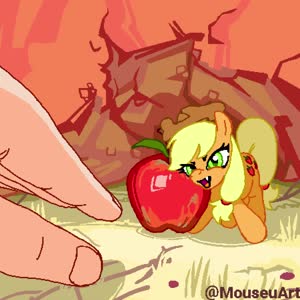 3502293safeartist-colon-mouseuderpibooru+importapplejackearth+ponyhumanponyg4animatedapplebehaving+like+a+catfoodhandhissingimagememe.webm