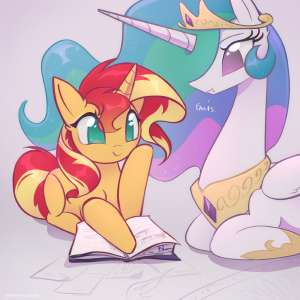 3613586safeartist-colon-qwennondeathdieprincess+celestiasunset+shimmeralicornponyunicorng4among+usbookcrowncutecutelestiacyan+eyesdialogueduod.jpg
