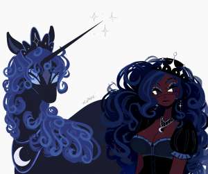 3178166safeartist-colon-revauriiprincess+lunaalicornhumanponyg4alternate+hairstylebreastscleavageclothescrowncutedark+skindressduoear+piercing.jpg