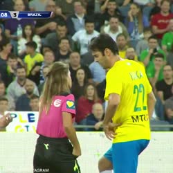 When a referee stopped the match and gave Kaka a yellow card just so she could t.mp4