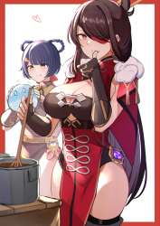 xiangling and beidou (genshin impact) drawn by pnatsu - 63b[...].png