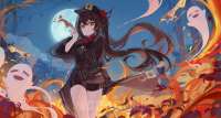 Genshin-Impact-artwork-Hu-Tao-Genshin-Impact-anime-anime-girls-brunette-twintails-fire-Moon-ghost-Yaju-2211463-800x429.jpg