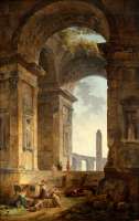 Hubert Robert - Ruins with an obelisk in the distance - (MeisterDrucke-12453).jpg